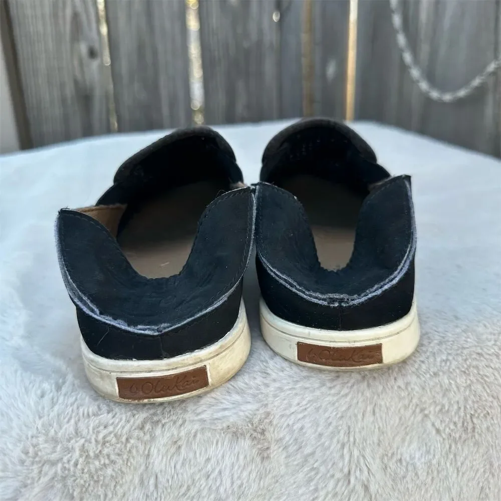 OluKai Pehuea Women's Black Slip-On Sneakers Size 7 Casual Shoes